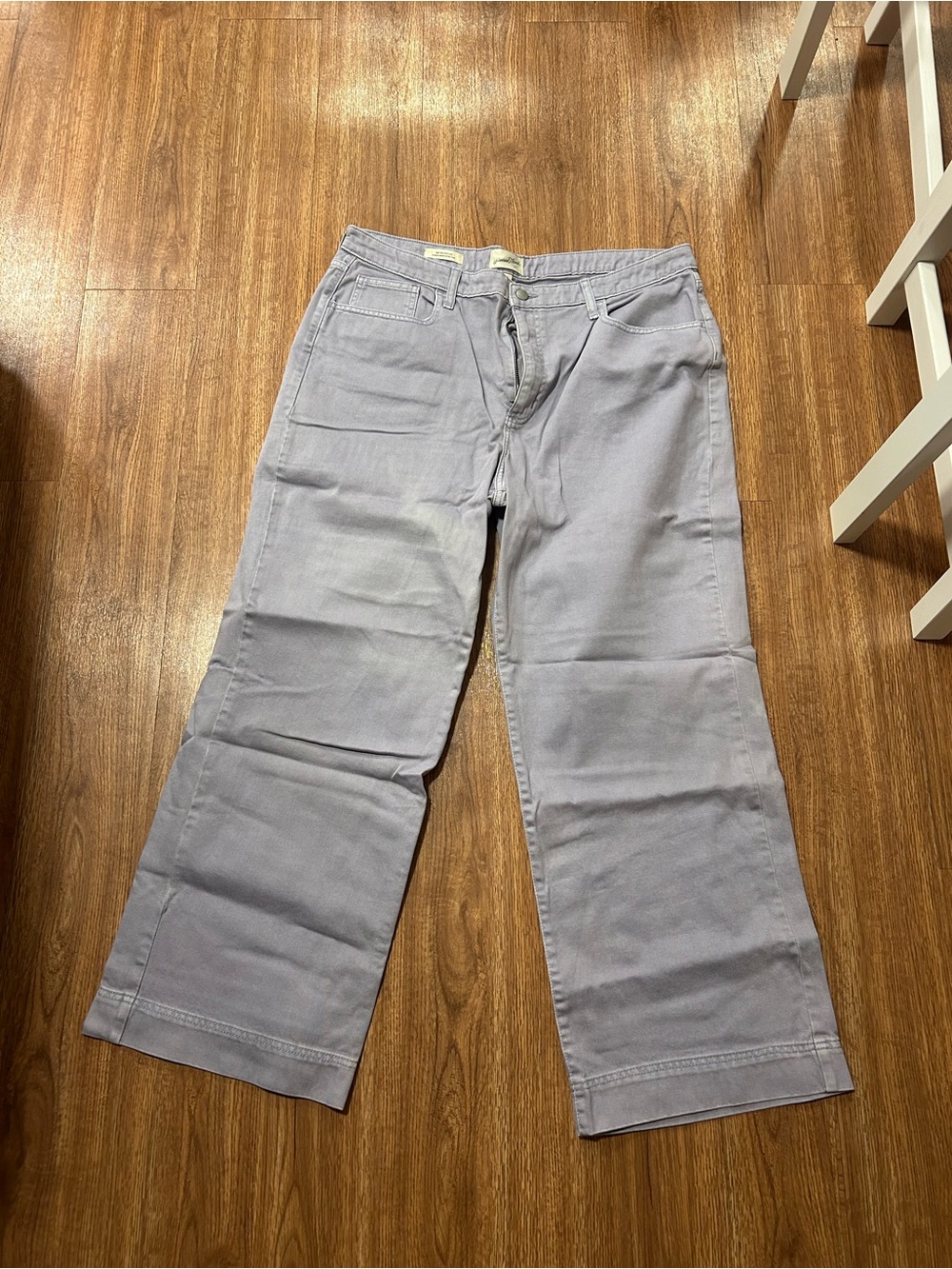 Denim Casual Wide-Leg Pants in Light Purple